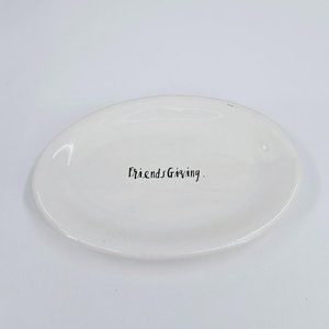 Rae Dunn Plate FriendsGiving Artisan Collection Cream Black Small Oval Ceramic